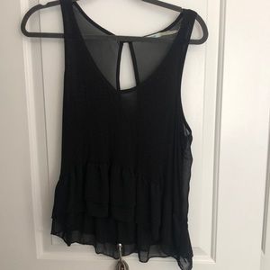 Sheer black ruffle top